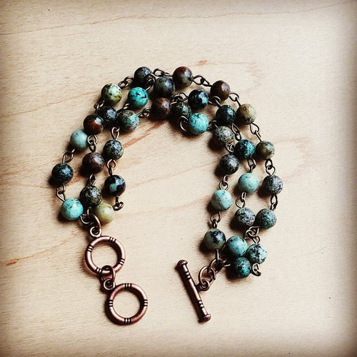 African Turquoise Triple Strand Bracelet - p3 Boutique