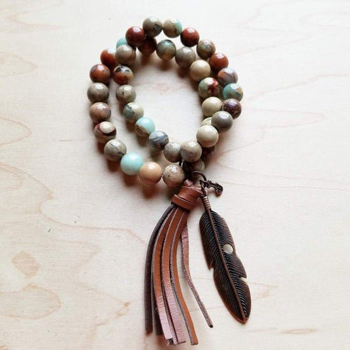 Aqua Terra Double Strand Bracelet with Tassel - p3 Boutique