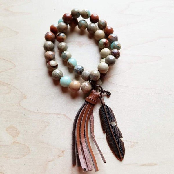 Aqua Terra Double Strand Bracelet with Tassel - p3 Boutique