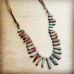 Aqua Terra Small Slab Necklace with Leather Ties - p3 Boutique