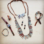 Aqua Terra Small Slab Necklace with Leather Ties - p3 Boutique