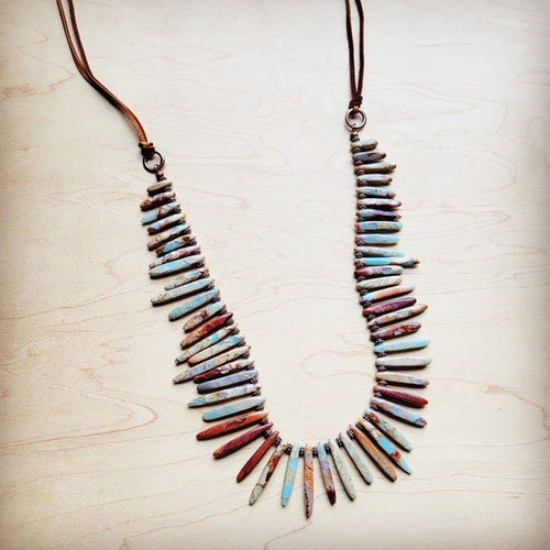 Aqua Terra Small Slab Necklace with Leather Ties - p3 Boutique