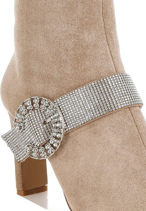 Asagao Diamante & Rhinestones Strap Boots - p3 Boutique