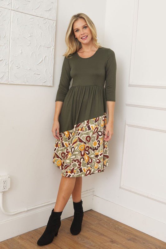Asymmetrical Accent Midi Dress - p3 Boutique