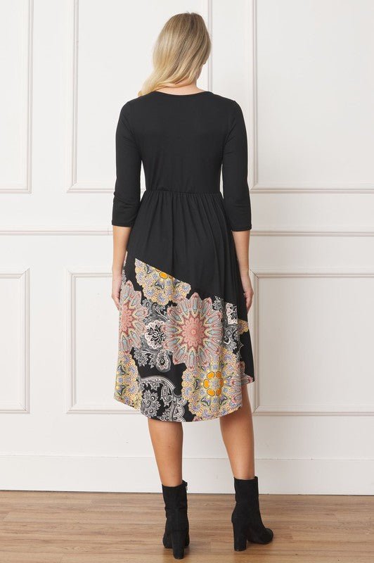 Asymmetrical Accent Midi Dress - p3 Boutique