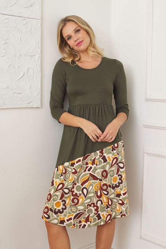 Asymmetrical Accent Midi Dress - p3 Boutique