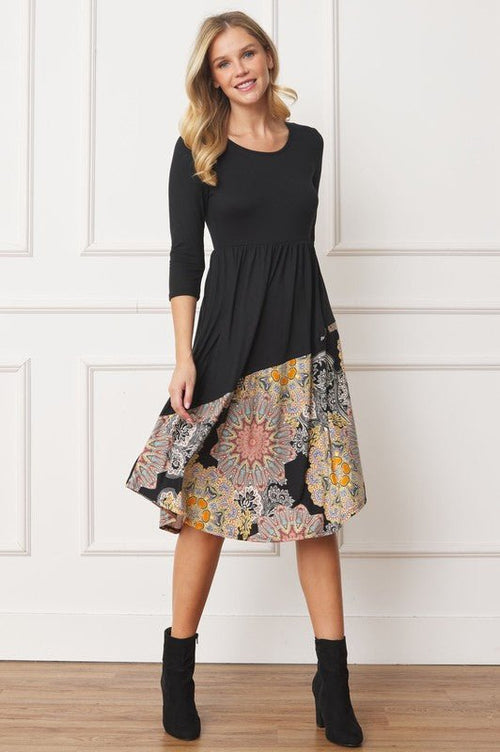 Asymmetrical Accent Midi Dress - p3 Boutique