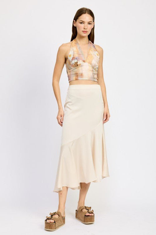 ASYMMETRICAL RUFFLE HEM SKIRT - p3 Boutique