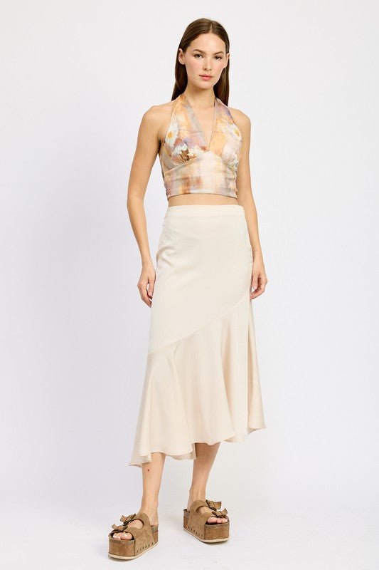 ASYMMETRICAL RUFFLE HEM SKIRT - p3 Boutique