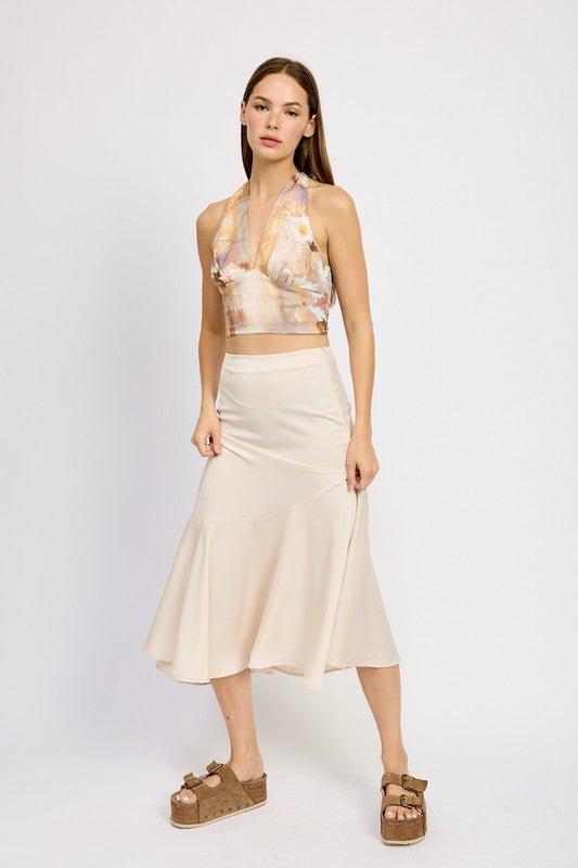 ASYMMETRICAL RUFFLE HEM SKIRT - p3 Boutique