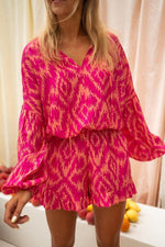 Aztec Geometric Print Top and Ruffled Shorts Set - p3 Boutique