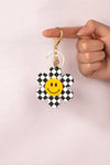 Big checker flower key chain with smiley face - p3 Boutique