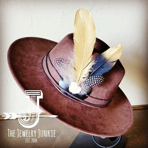 BlackGold Feather&Turq Slab Hatband Choice Hat - p3 Boutique