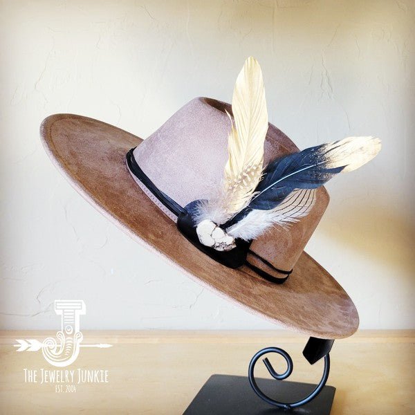 BlackGold Feather&Turq Slab Hatband Choice Hat - p3 Boutique