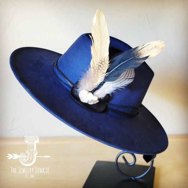 BlackGold Feather&Turq Slab Hatband Choice Hat - p3 Boutique