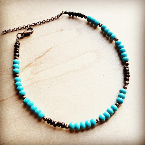 Blue Turquoise Choker Necklace - p3 Boutique