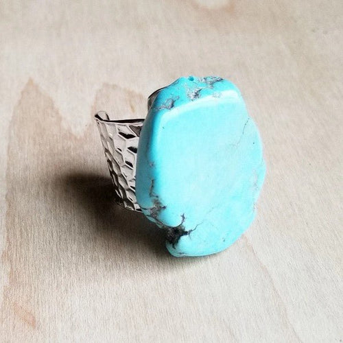 Blue Turquoise Slab Ring - p3 Boutique