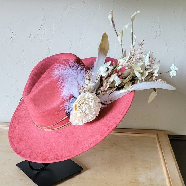 Boho Western Wedding Floral Bridal Hat Rust - p3 Boutique