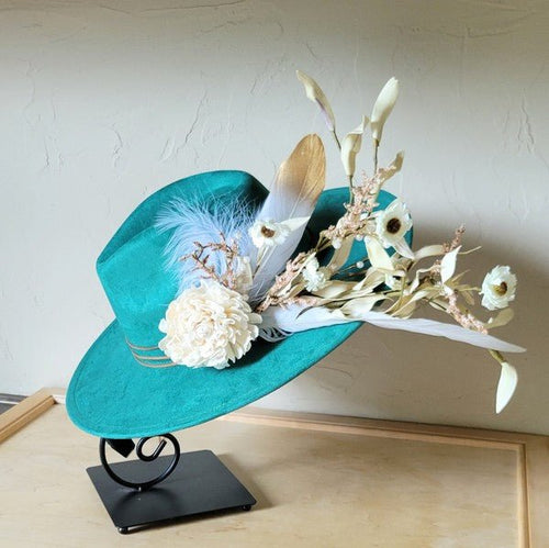Boho Western Wedding Floral Bridal Hat Sage - p3 Boutique