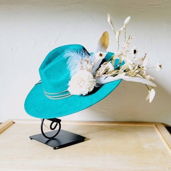Boho Western Wedding Floral Bridal Hat Sage - p3 Boutique