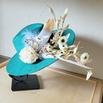 Boho Western Wedding Floral Bridal Hat Sage - p3 Boutique