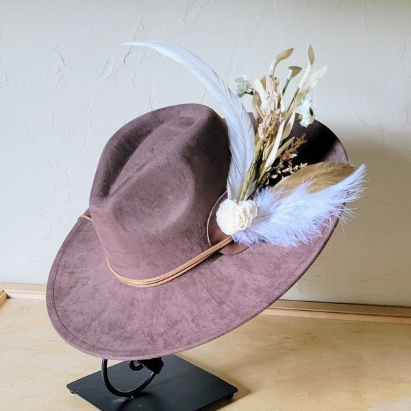 Boho Western Wedding Floral Bridsmaid Hat Brown - p3 Boutique