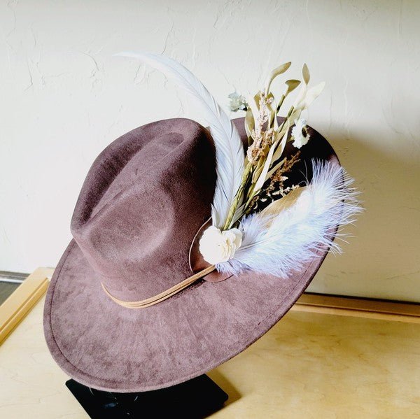 Boho Western Wedding Floral Bridsmaid Hat Brown - p3 Boutique
