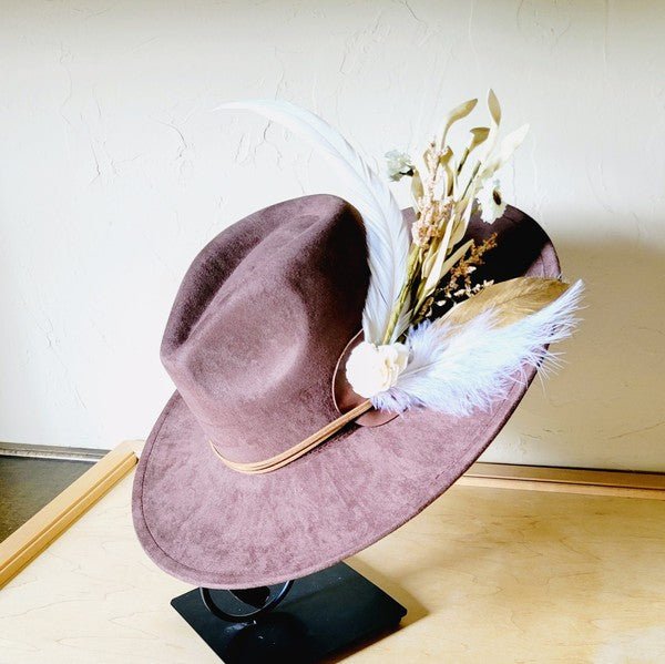 Boho Western Wedding Floral Bridsmaid Hat Brown - p3 Boutique