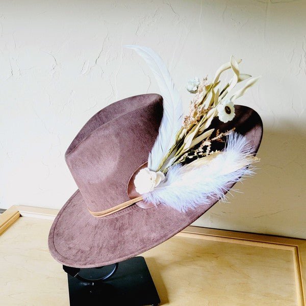 Boho Western Wedding Floral Bridsmaid Hat Brown - p3 Boutique
