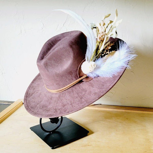 Boho Western Wedding Floral Bridsmaid Hat Brown - p3 Boutique