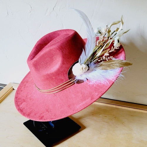 Boho Western Wedding Floral Bridsmaid Hat Rust - p3 Boutique