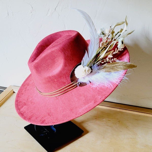 Boho Western Wedding Floral Bridsmaid Hat Rust - p3 Boutique