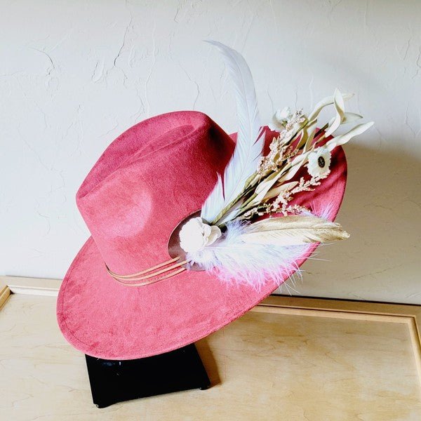 Boho Western Wedding Floral Bridsmaid Hat Rust - p3 Boutique