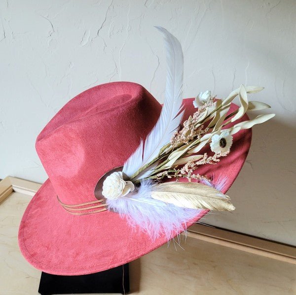 Boho Western Wedding Floral Bridsmaid Hat Rust - p3 Boutique