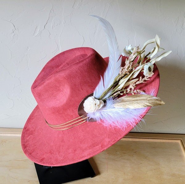 Boho Western Wedding Floral Bridsmaid Hat Rust - p3 Boutique