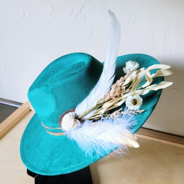 Boho Western Wedding Floral Bridsmaid Hat Sage - p3 Boutique