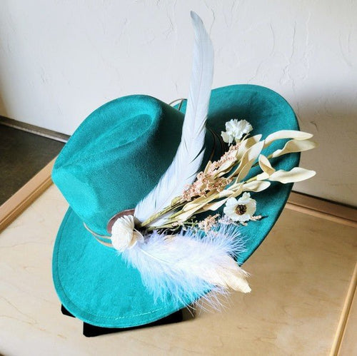 Boho Western Wedding Floral Bridsmaid Hat Sage - p3 Boutique