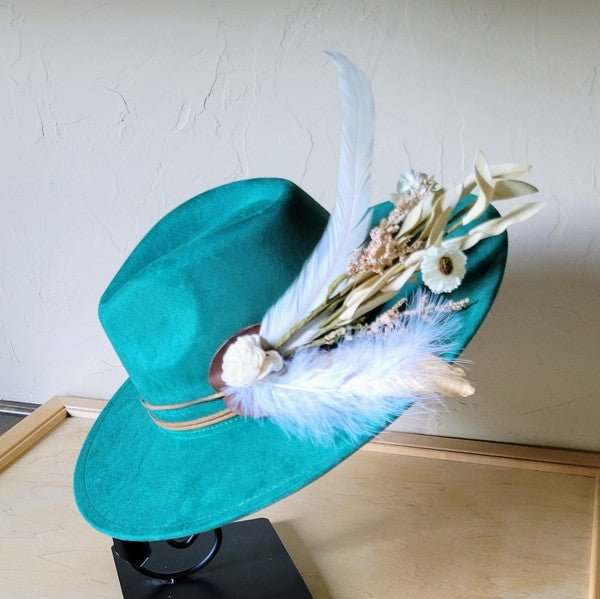 Boho Western Wedding Floral Bridsmaid Hat Sage - p3 Boutique