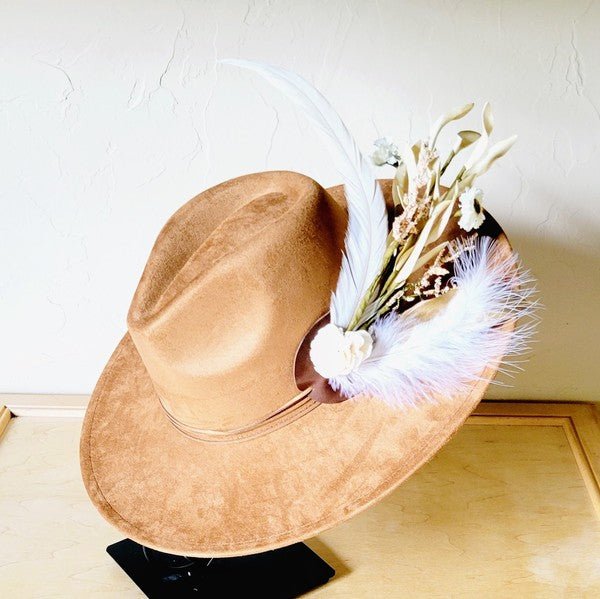 Boho Western Wedding Floral Bridsmaid Hat Tan - p3 Boutique