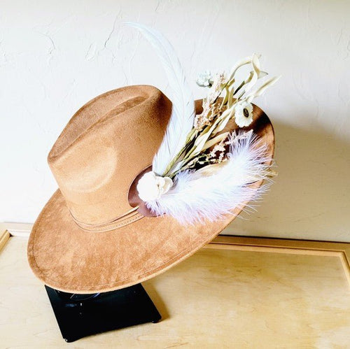 Boho Western Wedding Floral Bridsmaid Hat Tan - p3 Boutique