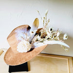 Boho Western Wedding Floral Feather Bridal Hat Tan - p3 Boutique
