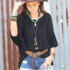 Brown Lasso Necklace with Turquoise Accents - p3 Boutique