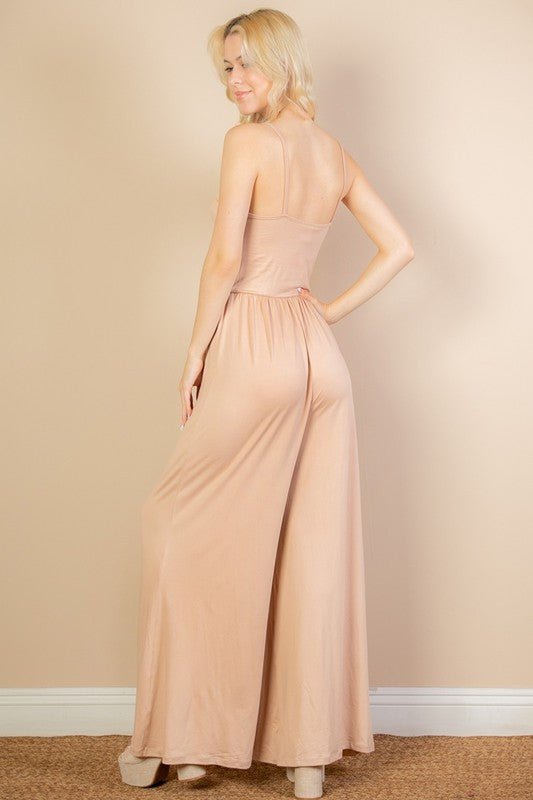 Button Front Wide Leg Jumpsuit - p3 Boutique