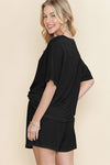 Casual Textured Tee and Drawstring Shorts Set - p3 Boutique