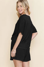 Casual Textured Tee and Drawstring Shorts Set - p3 Boutique