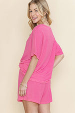Casual Textured Tee and Drawstring Shorts Set - p3 Boutique