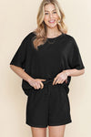 Casual Textured Tee and Drawstring Shorts Set - p3 Boutique