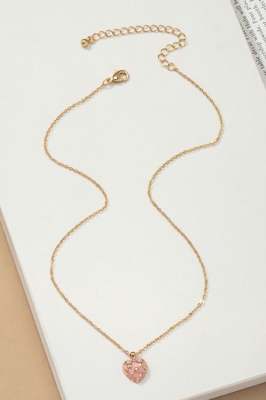 Checker Heart Pendant Necklace - p3 Boutique