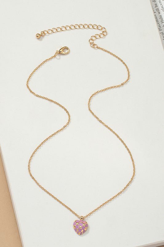 Checker Heart Pendant Necklace - p3 Boutique