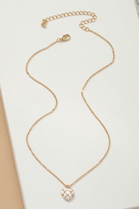 Checker Heart Pendant Necklace - p3 Boutique